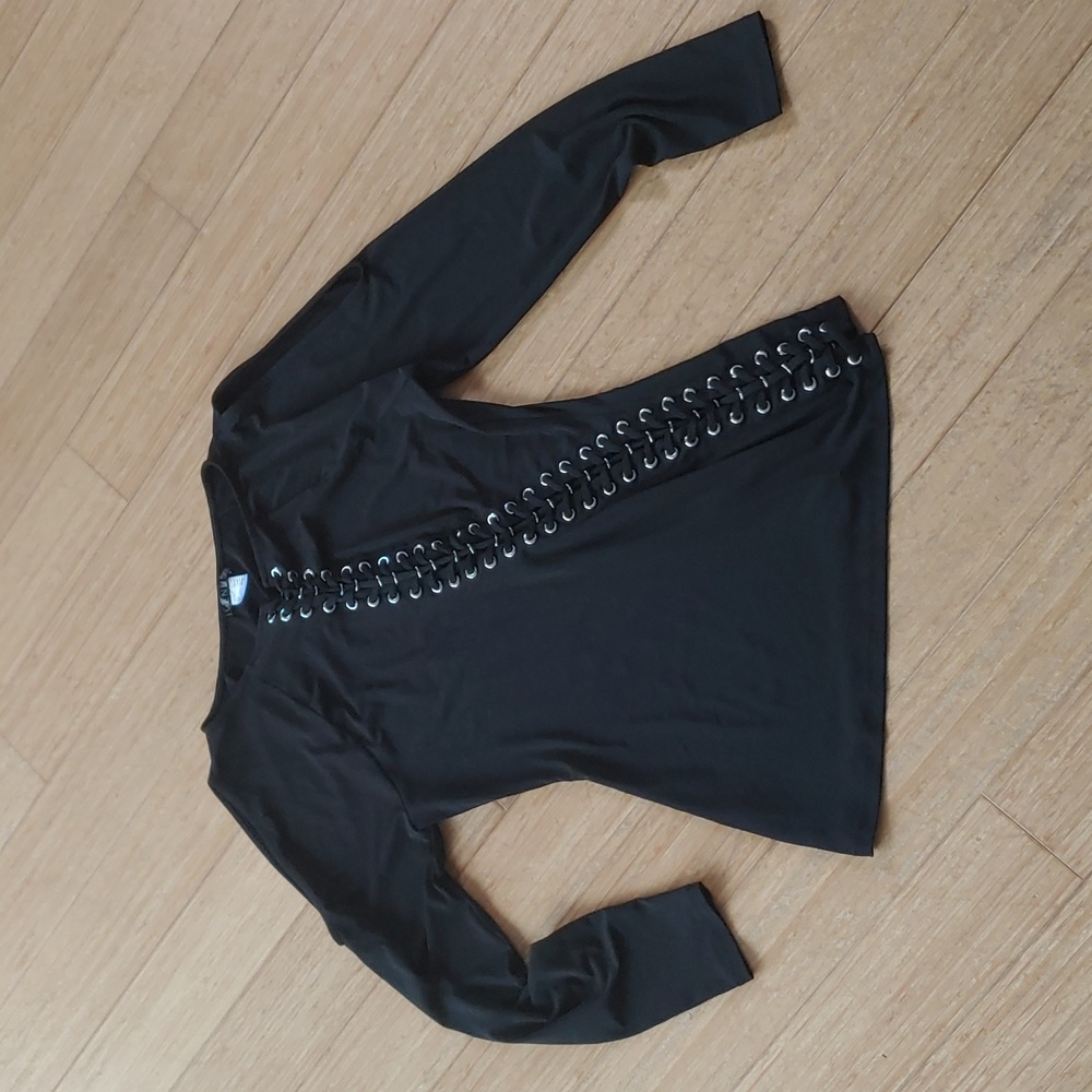 Venus Black Lace Up Top